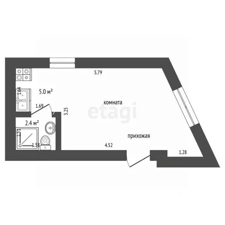Студия Ханты-Мансийский АО, Сургут ул. Иосифа Каролинского, 14/2 (21.3 ... - Фото 1