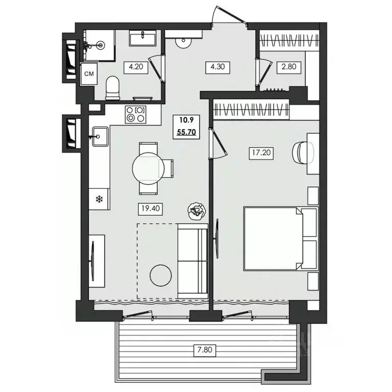 2-к кв. Крым, Алушта ул. Сергеева-Ценского, 4В (55.7 м) - Фото 1