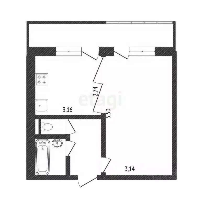 Студия Белгородская область, Белгород Свято-Троицкий бул., 34 (47.3 м) - Фото 2