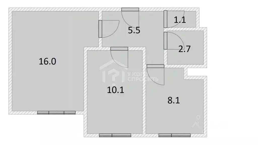 Квартира, 2 комнаты, 43.5 м - Фото 1