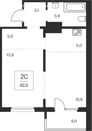 2-комнатная квартира: Новосибирск, квартал на Игарской (44.8 м) - Фото 1