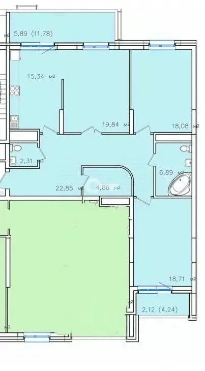 3-к кв. татарстан, казань чистопольская ул, 86/10 (112.9 м) - Фото 1