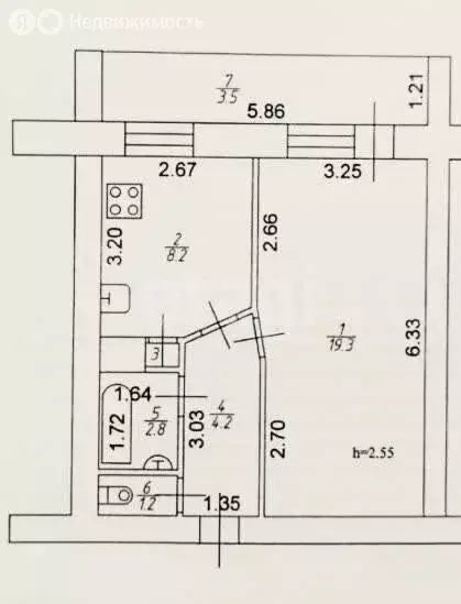 1-комнатная квартира: Казань, улица Фатыха Амирхана, 10Ак1 (35.9 м) - Фото 1