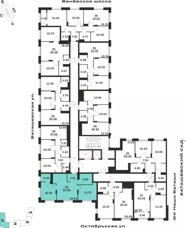 2-к кв. Тульская область, Тула ул. Самоварная, 21/1 (53.99 м) - Фото 2
