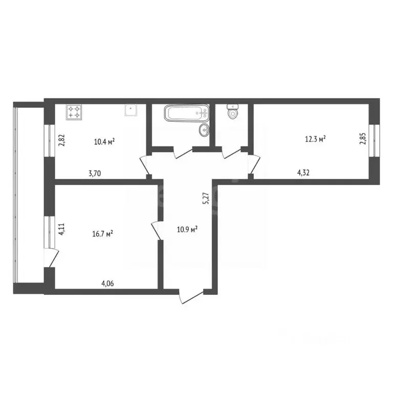 2-к кв. Амурская область, Благовещенск Чудиновский пер., 13 (53.8 м) - Фото 0