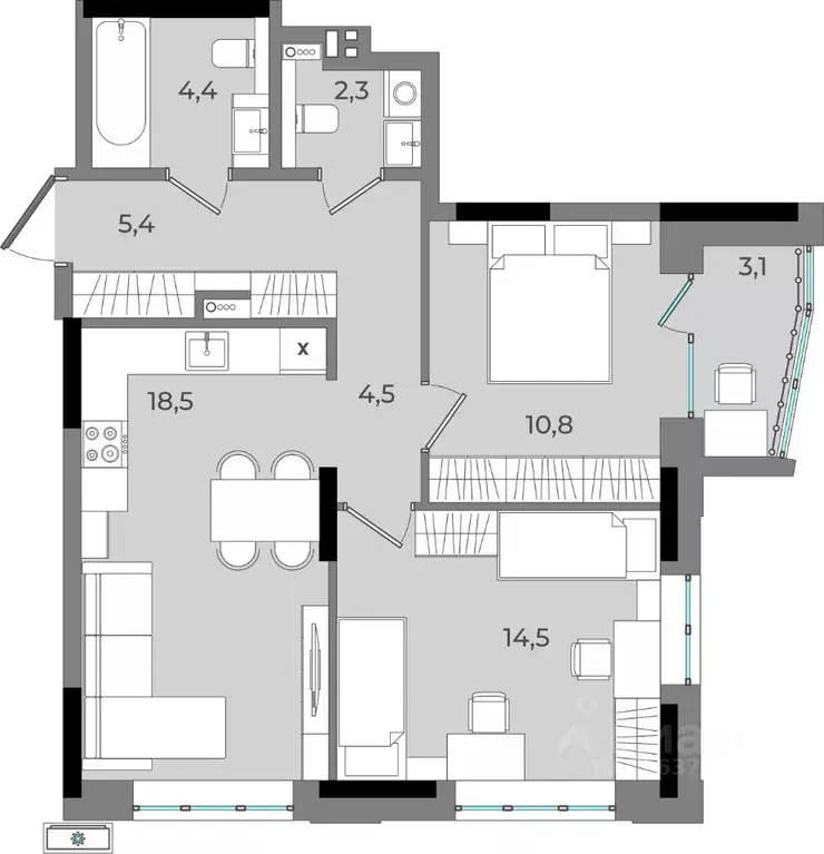2-к кв. Удмуртия, Ижевск Северо-Западный жилрайон, 2-й мкр, Новый ... - Фото 1