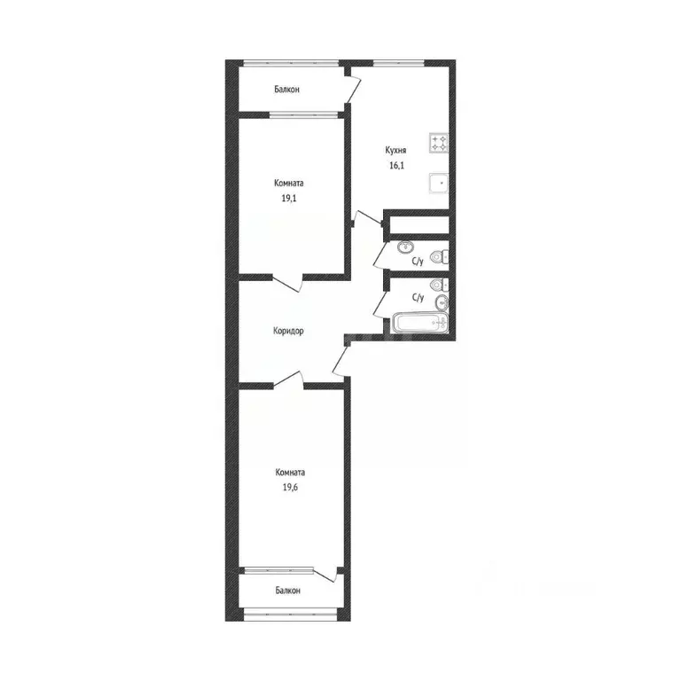 2-к кв. Белгородская область, Белгород ул. Костюкова, 11В (85.9 м) - Фото 2