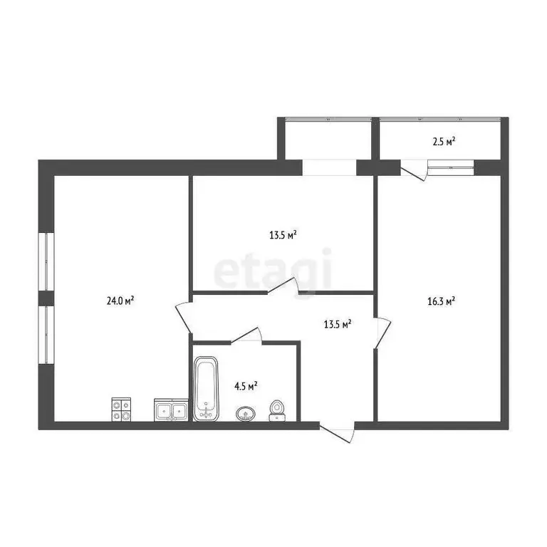 2-комнатная квартира: Нальчик, улица Мусова, 10 (49.2 м) - Фото 1