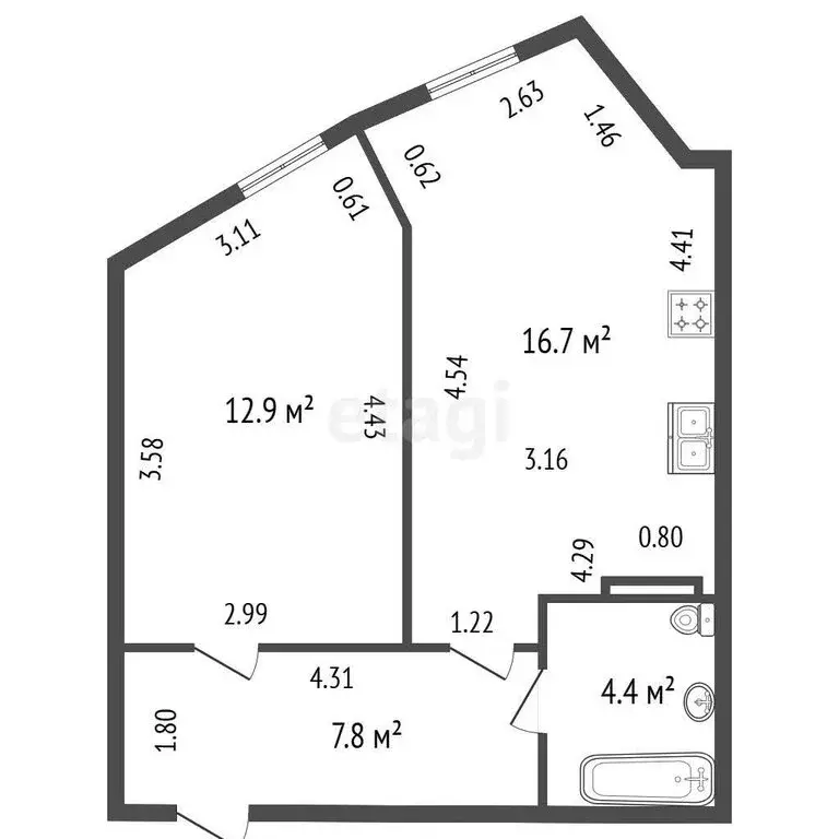 1-комнатная квартира: Пушкин, Ахматовская улица, 2 (41.8 м) - Фото 1