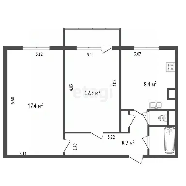 2-к кв. Санкт-Петербург просп. Большевиков, 30К4 (50.5 м) - Фото 2