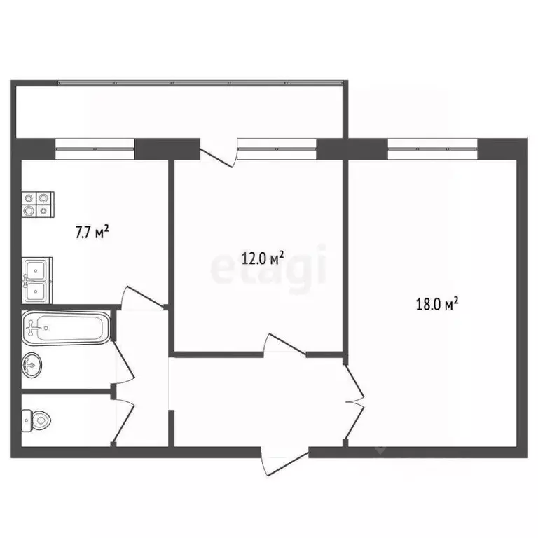 2-к кв. Архангельская область, Архангельск проезд Бадигина, 24 (49.4 ... - Фото 2