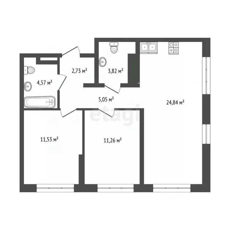 2-к кв. Тюменская область, Тюмень Харьковская ул., 72Б (64.0 м) - Фото 2