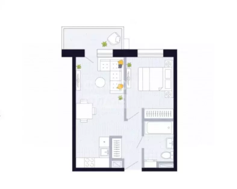 1-комнатная квартира: Казань, Стадионная улица, 1 (37 м) - Фото 1