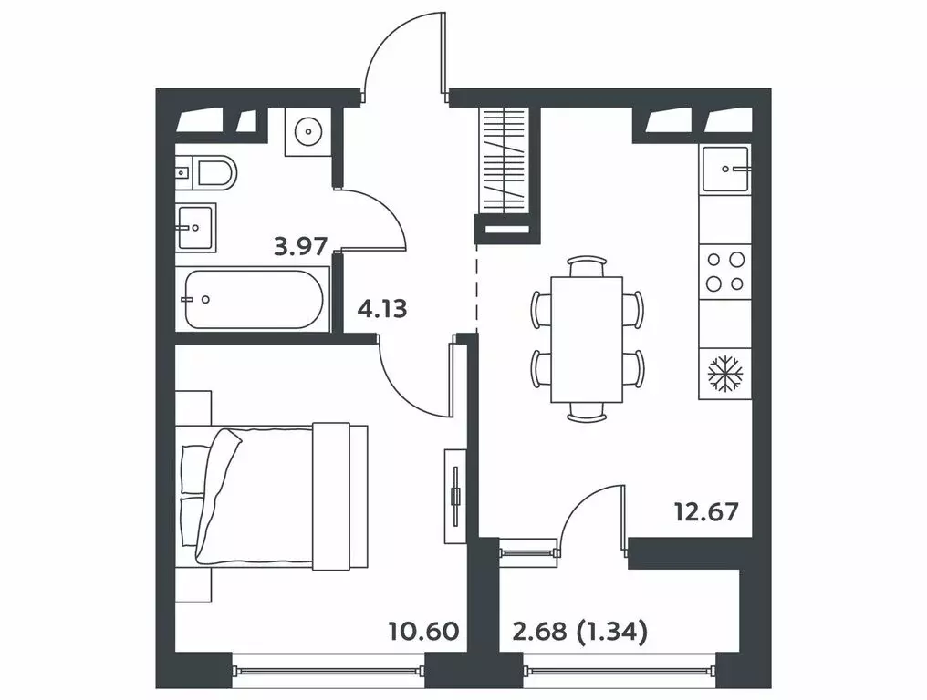 1-комнатная квартира: посёлок Отрадное, Лесная улица, к27 (32.18 м) - Фото 0