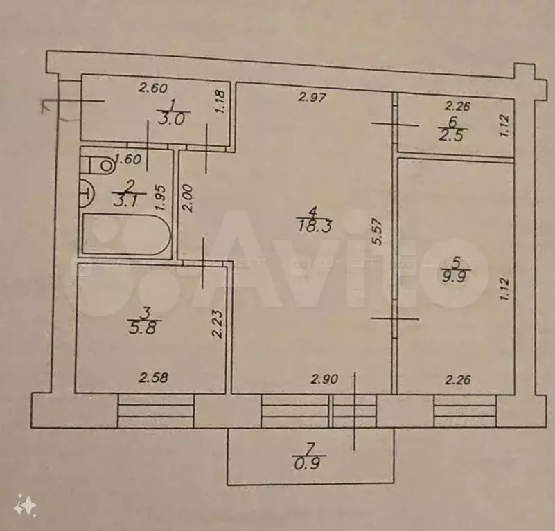 2-к. квартира, 42,6 м, 4/5 эт. - Фото 0