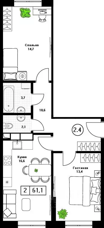 2-к кв. Московская область, Пушкино Пушкино Град жилой комплекс, к2 ... - Фото 1