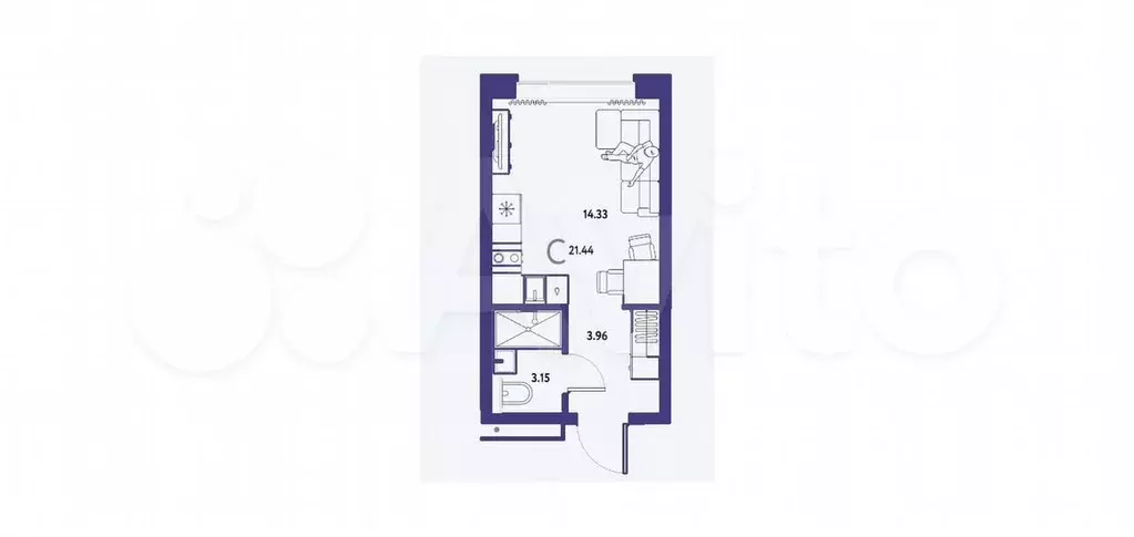 Квартира-студия, 21,5 м, 13/13 эт. - Фото 1