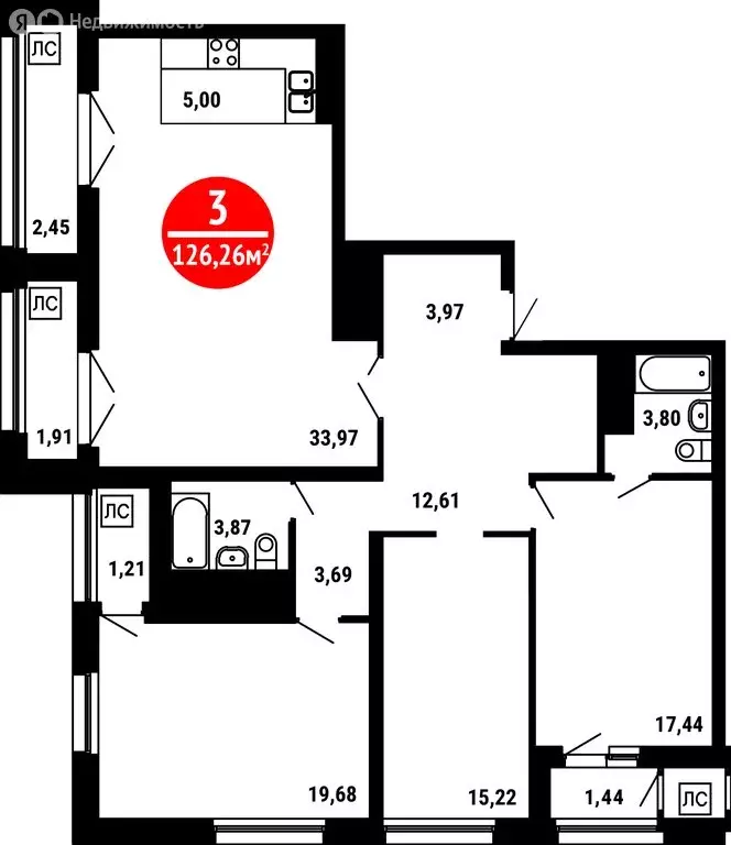 3-комнатная квартира: Республика Башкортостан, Уфа, Природная улица, ... - Фото 1