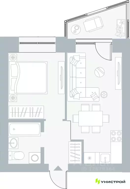 1-к кв. Пермский край, Пермь Рионская ул., 4А (35.54 м) - Фото 1