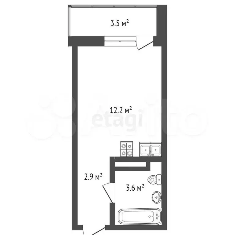 Квартира-студия, 19,3 м, 11/15 эт. - Фото 0