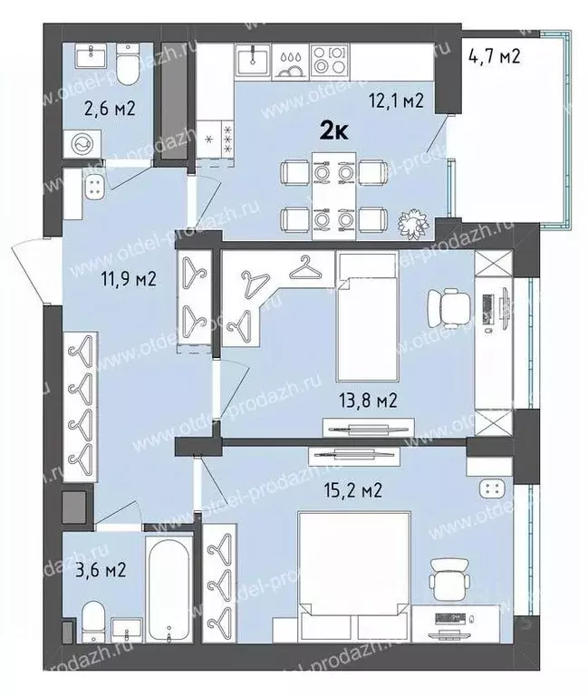 2-к кв. Воронежская область, Воронеж бул. Содружества, 1 (61.6 м) - Фото 1