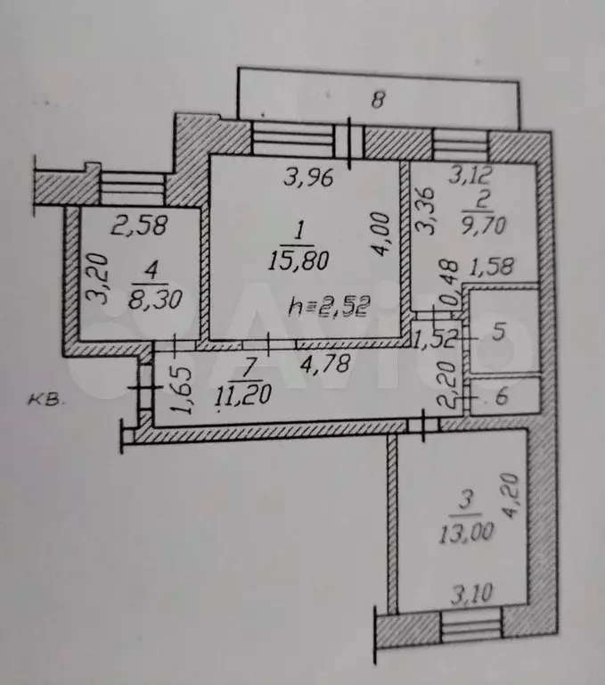 3-к. квартира, 66,9 м, 4/9 эт. - Фото 0