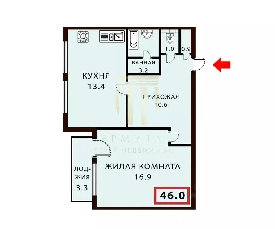 1-к кв. Санкт-Петербург Камышовая ул., 20 (46.0 м) - Фото 2