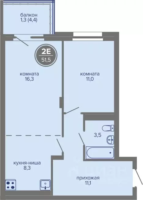 2-к кв. Пермский край, Пермь ш. Космонавтов (51.5 м) - Фото 1