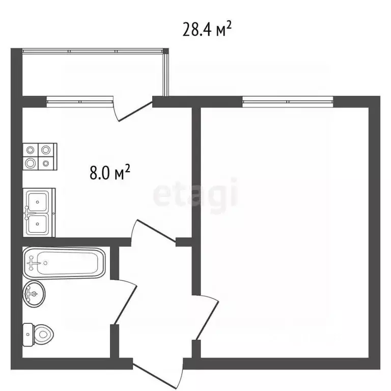 1-к кв. Челябинская область, Челябинск ул. ОПМС-42, 5 (28.4 м) - Фото 2
