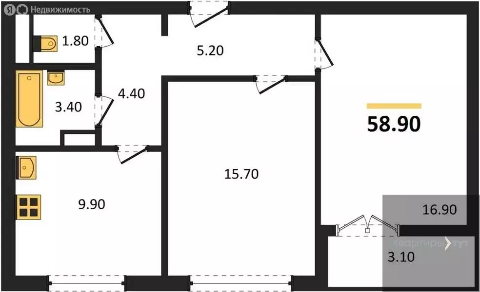 2-комнатная квартира: Воронеж, улица Загоровского, 9/3 (58.9 м) - Фото 0