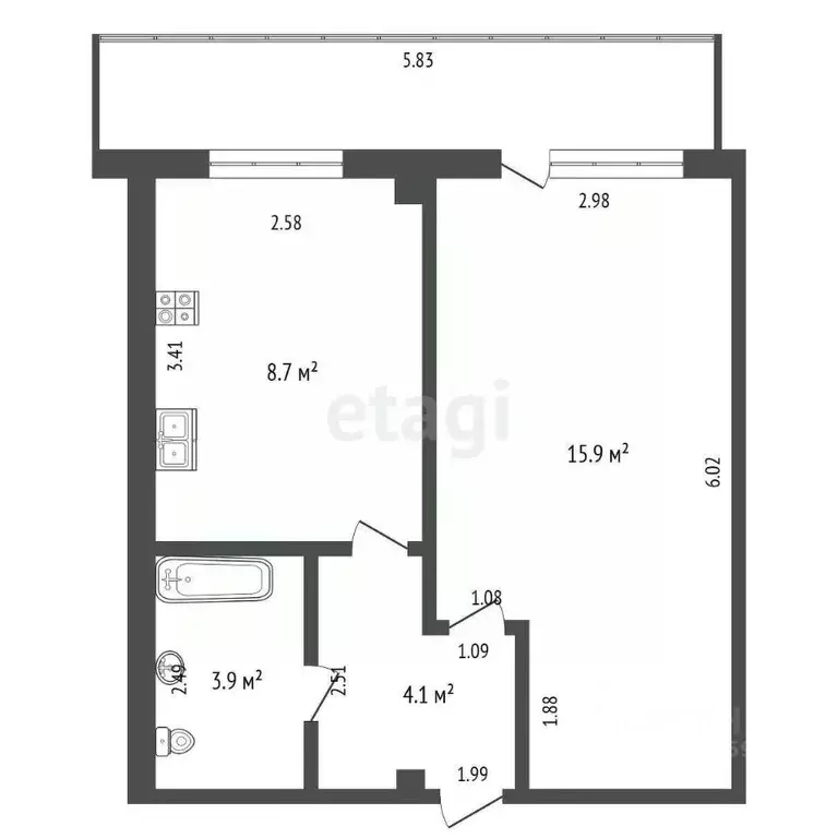1-к кв. Саха (Якутия), Якутск ул. Н.Е. Мординова, 21/1 (33.2 м) - Фото 1