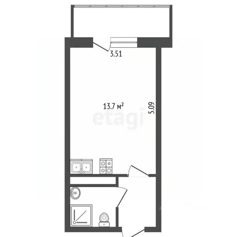 Студия Ленинградская область, Мурино Всеволожский район, пл. ... - Фото 2