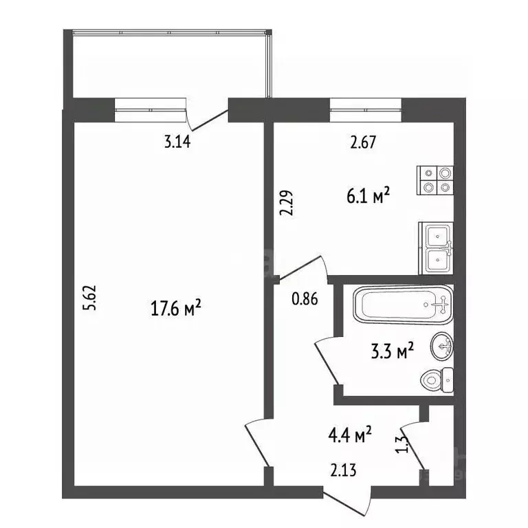 1-к кв. Пермский край, Чернушка Коммунистическая ул., 35В (32.1 м) - Фото 2