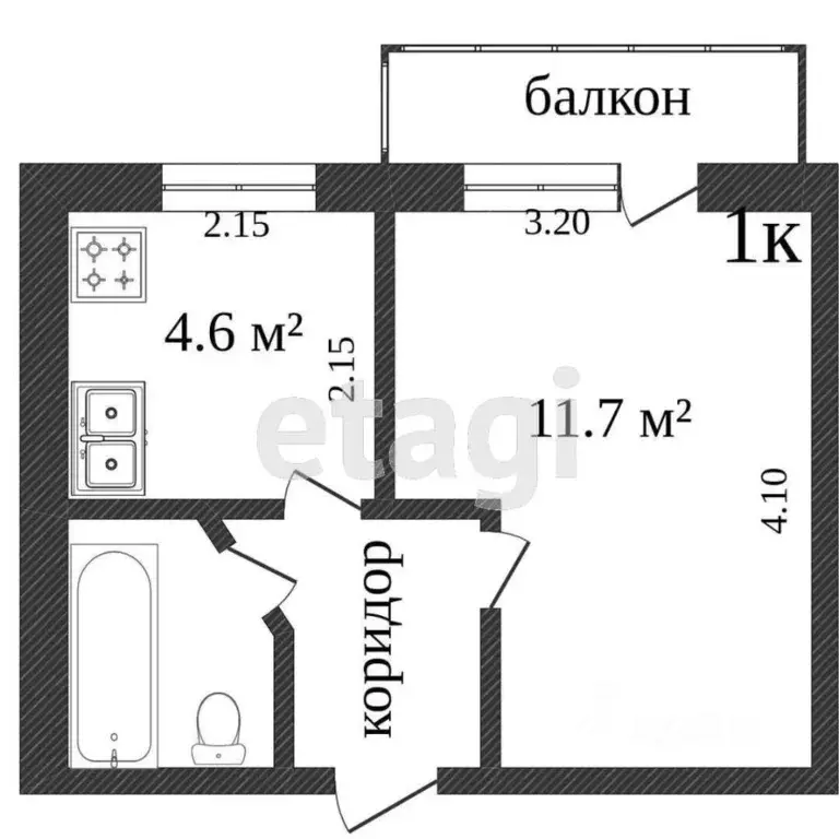1-к кв. Белгородская область, Белгород Студенческая ул., 10 (29.0 м) - Фото 0