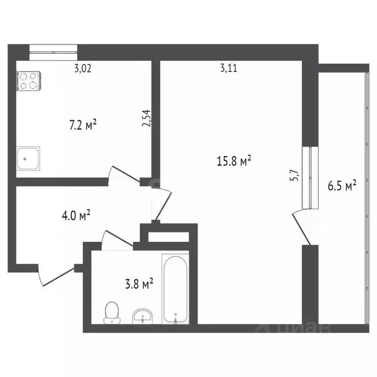 1-к кв. Севастополь просп. Октябрьской Революции, 52А (37.6 м) - Фото 2