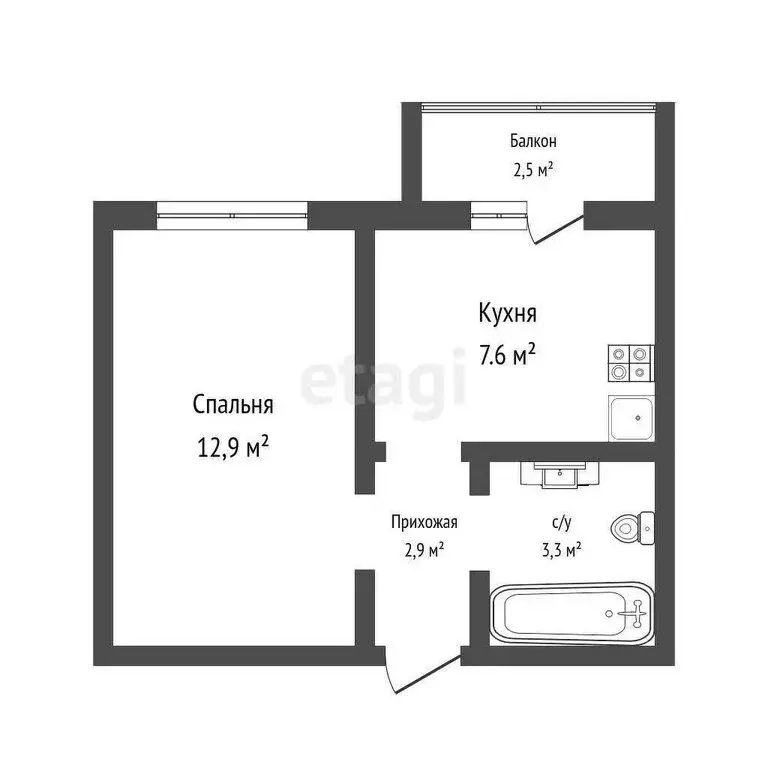 1-комнатная квартира: Тюмень, улица Шишкова, 54 (26.7 м) - Фото 0