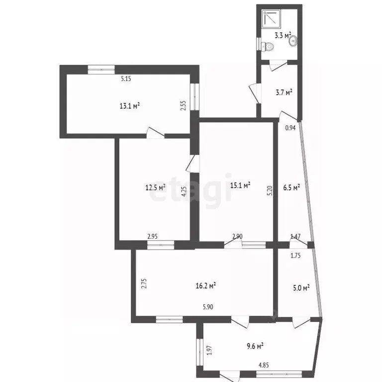 2-к кв. Крым, Бахчисарай ул. Македонского, 6А (70.9 м) - Фото 2