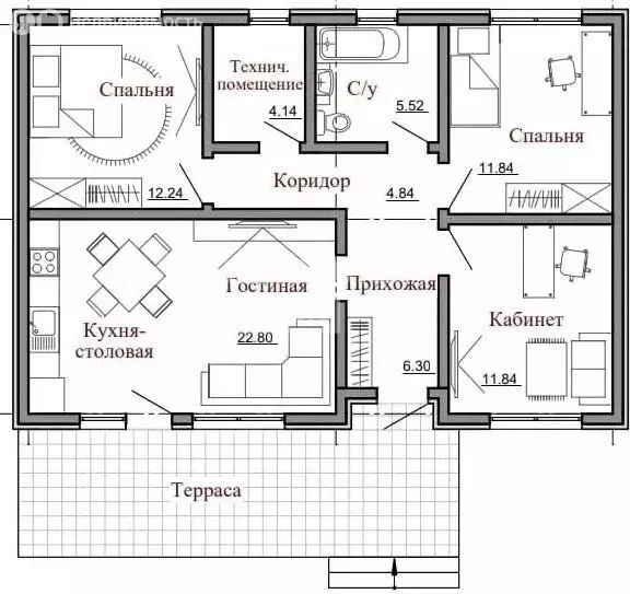 Дом в станица Натухаевская, улица Карла Маркса (102 м) - Фото 2