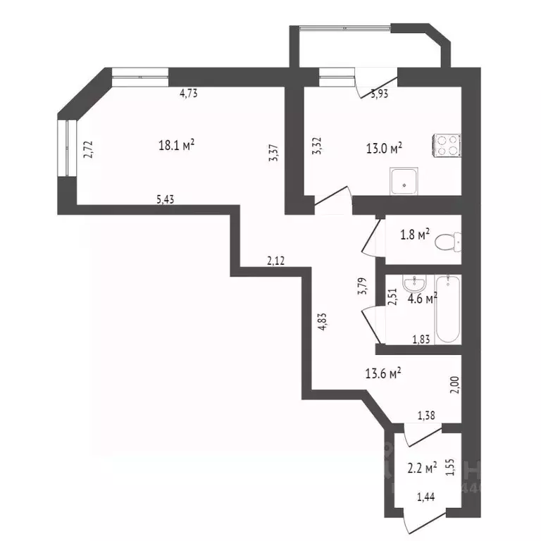 1-к кв. Тюменская область, Тюмень Широтная ул., 112к3 (53.3 м) - Фото 2