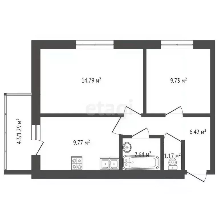 2-к кв. Ярославская область, Ярославль ул. Генерала Маргелова, 4 (46.0 ... - Фото 2
