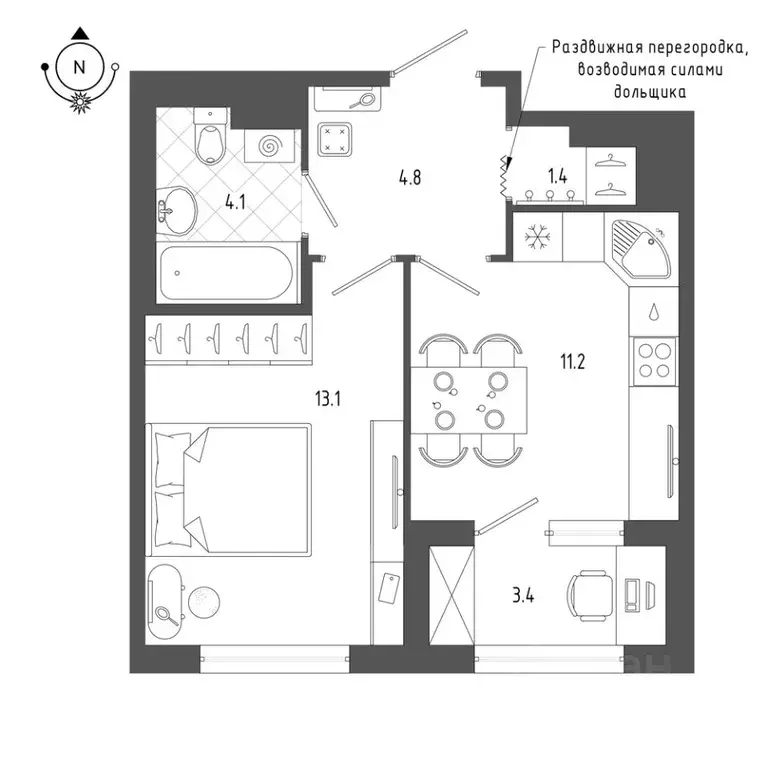 1-к кв. Санкт-Петербург бул. Измайловский, 9 (36.3 м) - Фото 0