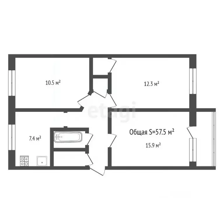 3-к кв. Новосибирская область, Новосибирск ул. Петухова, 140 (57.5 м) - Фото 1