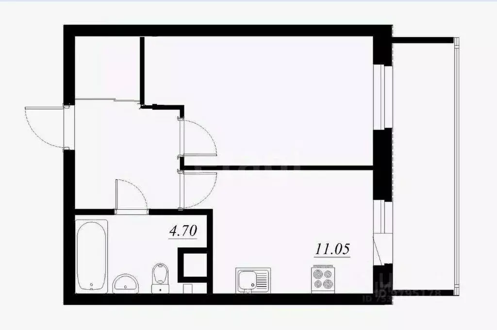 1-к кв. Татарстан, Казань ул. Родины, 24В (35.3 м) - Фото 1