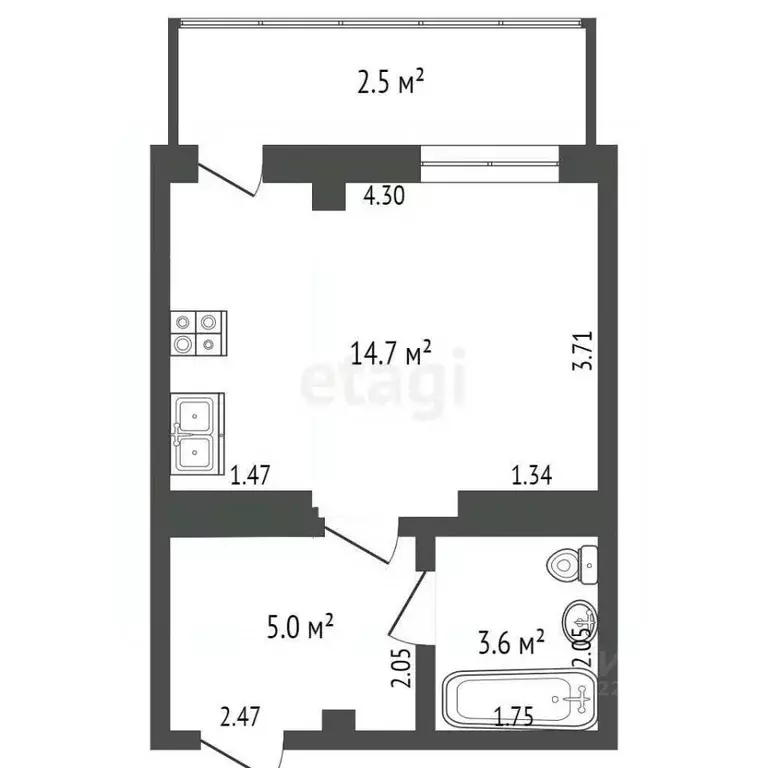 Студия Татарстан, Набережные Челны 65-й комплекс, 15 (27.0 м) - Фото 1