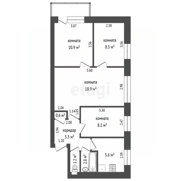 4-к кв. Башкортостан, Бирск Интернациональная ул., 116А (60.6 м) - Фото 1