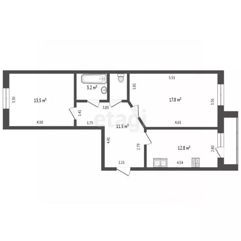 2-к кв. Тюменская область, Тюмень Широтная ул., 158 (60.3 м) - Фото 2
