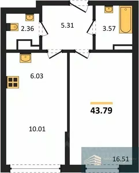 1-к кв. Воронежская область, Воронеж ул. Ломоносова, 116Б (43.8 м) - Фото 0