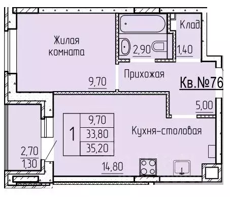 1-к кв. Ростовская область, Батайск ул. Макаровского, 4к2 (35.3 м) - Фото 0