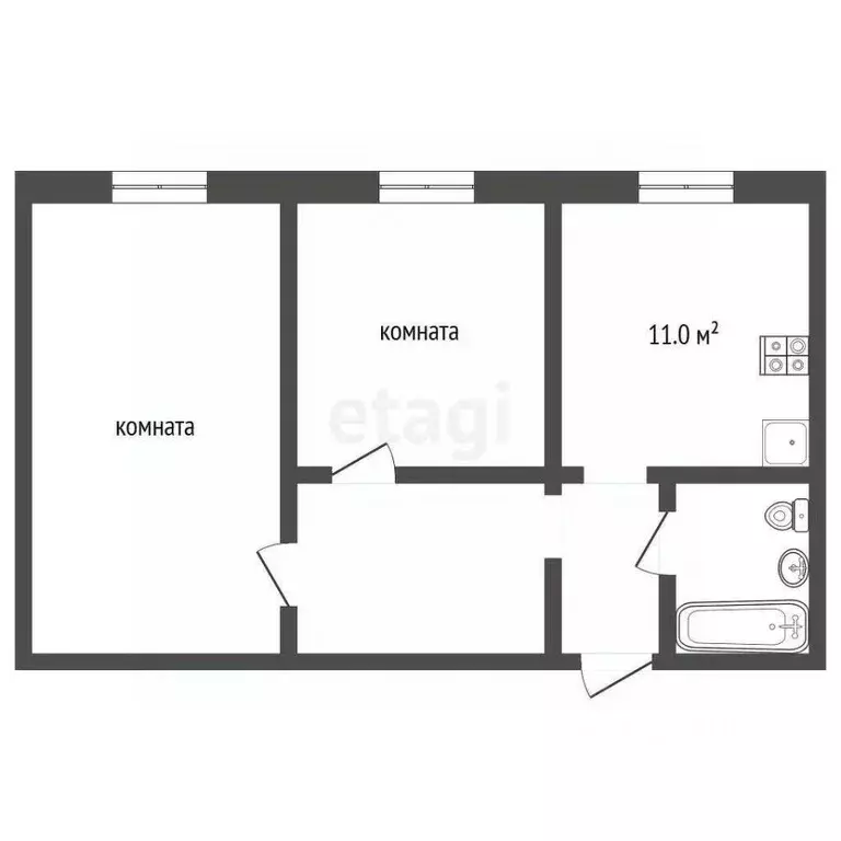 2-к кв. Ростовская область, Азовский район, Обильненское с/пос, пос. ... - Фото 2