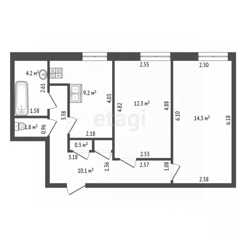 2-к кв. Санкт-Петербург Коломенская ул., 32 (53.0 м) - Фото 1